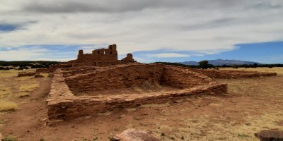 Ruins at Salinas Pueblo Missions National Monument, cloudy sky