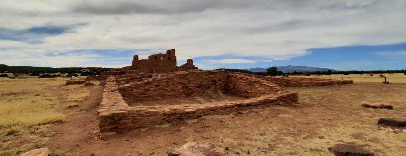 Ruins at Salinas Pueblo Missions National Monument, cloudy sky