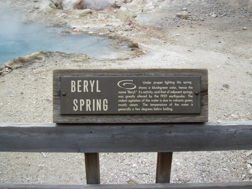 Beryl Spring sign, Yellowstone National Park