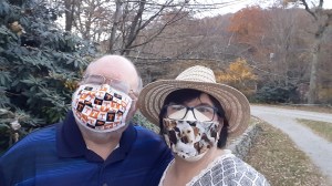 Man and woman near Blowing Rock, North Carolina wearing face masks in 2020.